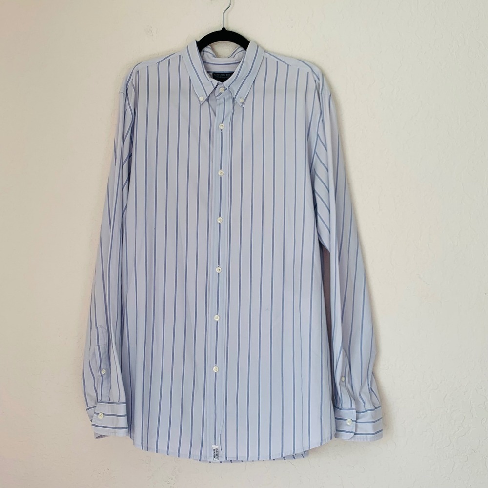 Ralph Lauren Jeans Co Shirt Mens XL Blue White Striped Cotton Button Down Oxford